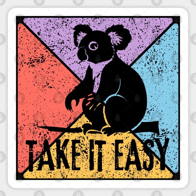Take It Easy Koala Retro Pop Art – Chill Vibes Aesthetic Sticker by TuncGK